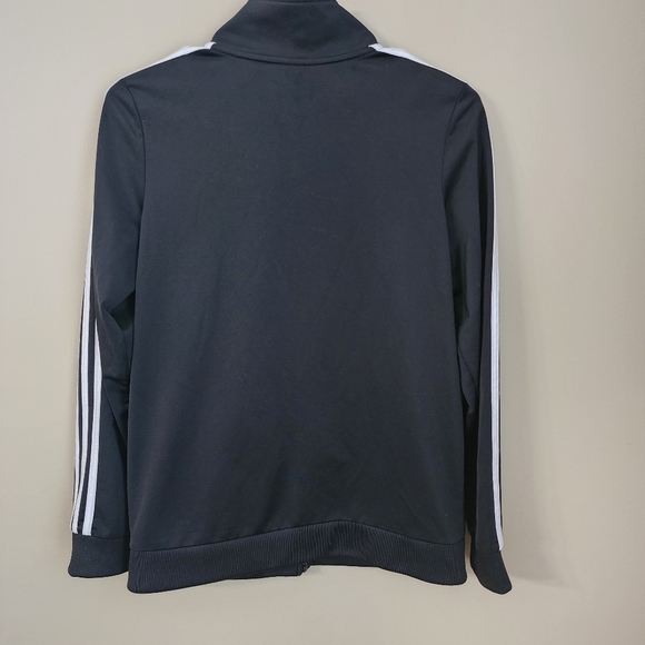 Adidas size 14 / 16 black and white longsleeve jacket zip up collar - Picture 6 of 7